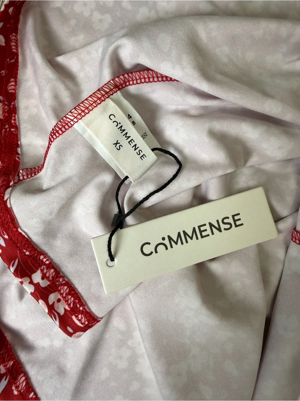 Commense Red and White Floral Tie Strap Mini Dress XS NWT